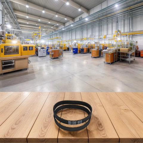 Premium Drop In Replacement Drive Belt For Pho 15 82 16 82 20 82 Planers on woody surface with factory background