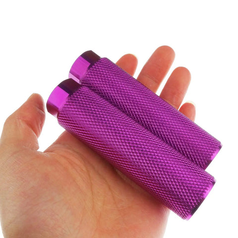 2 Pairs Aluminum Alloy Bike Pegs For Mountain Bikes Rear Stunt Pegs Three Eighths Inch Axle Fit 100 By 28 mm Purple Pure