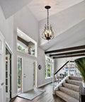 Crystal Branch Chandelier Flush Mount With Vintage Farmhouse Vibe Matte Black 11 Inch Diameter in foyer view