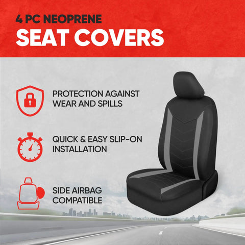 Front Seat Covers For Cars Trucks And SUVs Gray With Waterproof Neoprene Lining SpillGuard Protects Front Seats From Spills Stains