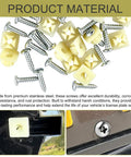 Top Shelf Heavy Duty License Plate Fastener Kit Featuring 20 Pcs Rust Resistant Stainless Steel Screws And No Sweat Nylon Screw Inserts Universal Car Truck Mount screws and nylon inserts for license plates.