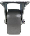Front view of 2-Inch Cast Iron Rigid Plate Caster With 1-1/4-Inch Wide And 2-Inch Diameter Silver Wheel