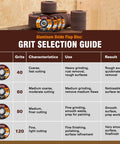 Solid 10 Pack 60 Grit Flap Discs Made From Industrial Aluminum Oxide with grit selection guide featuring various disc sizes.