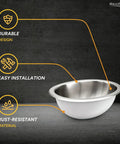 Stainless Steel RV Oval Sink With Single Bowl 10x13 Inch, 1.5 Inch Drain, highlighting durable, rust-resistant design.