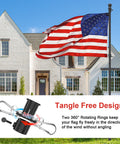 American flag on Beefy Heavy Duty Ground Flag Pole Kit 8.5 Feet Tangle Free Inground Flagpole in front of house