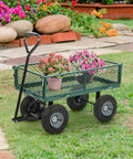 Heavy Duty Garden Cart With 500 Lbs Capacity, Utility Wagon With Removable Sides And 180 Degree Rotating Handle For Yard in garden setting.