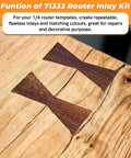 Solid Brass Inlay Router Kit For Quarter Inch Templates Pro Grade High RPM Routing inlays on wood surface