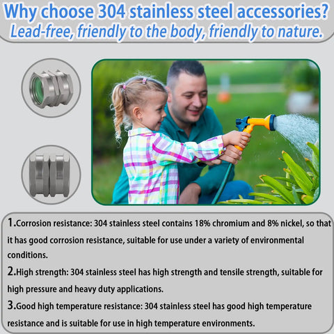 Stainless Steel 304 Female To Female Garden Hose Adapter Three Quarter Inch GHT Quick Swivel Connector For Double Hose Fittings Leak Proof No Fuss Heavy Duty Easy Install Lead Free Construction Corrosion Resistant Fits Standard Garden Hoses, with garden use scene
