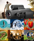 Compact 8x42 Monocular Telescope For Outdoorsy Adventurers Waterproof Fogproof Shockproof With Hand Strap HD View displayed outdoors with adventure scenes