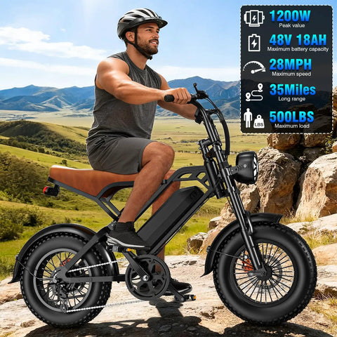 Beast Mode 1200W Peak Ebike For Adults With Fat Tire 28 MPH Top Speed Removable 48V 18Ah Battery 500 Lbs Capacity in nature