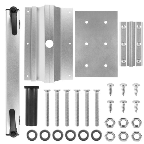 Removable RV Table Base Mount With 360 Degree Rotation Desk Leg, silver aluminum bracket kit with screws and bolts for motorhome