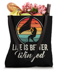 Dope Wing Foil Tote Bag For Wingsurfing And Wingfoiling Fans 16 By 16 Inch Carryall, black with graphic design, full load.