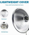 Heavy Duty Clamp Lamp Light With Detachable 8.5 Inch Aluminum Reflector, 150W E26 Socket, No Bulb Included, 6 Foot Cord, Rugged Spring Clamp, 1 Pack Bundle