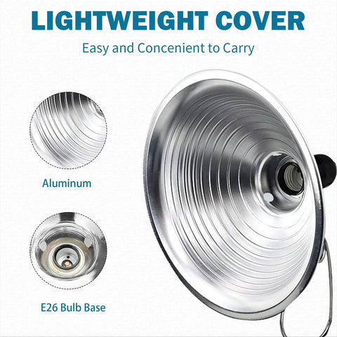 Heavy Duty Clamp Lamp Light With Detachable 8.5 Inch Aluminum Reflector, 150W E26 Socket, No Bulb Included, 6 Foot Cord, Rugged Spring Clamp, 1 Pack Bundle