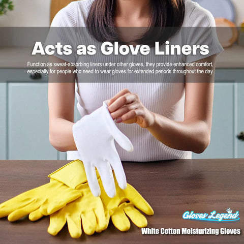 Woman using XL White 100 Percent Cotton Safety Gloves For Work And Jewelry Coin Art Handling Inspection Men 6 Pairs 12 Gloves