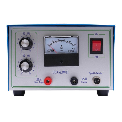 Front view of 500W 50A Jewelry Welder Kit With Spot Welding Machine, 110V Foot Pedal, Adjustable Soldering, Stable Arc for Metals