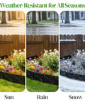 Six Pack Heavy Duty Metal Landscape Edging Kit With Hammer In Stakes For No Dig Garden Borders in sun, rain, and snow
