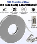 Heavy Duty Hose Clamp Kit With 50 Ft Stainless Steel Band And 24 Fasteners All In One Worm Gear Adjustable Duct Pipe Clamp
