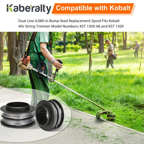Dead Simple Replacement Trimmer Spool Fits Kobalt 40V For Kst 130X Models 0.080 Inch Bump Feed 17 Foot Dual Nylon Cord That Runs Rough Over Weeds During No Sweat Saturday Yard Work