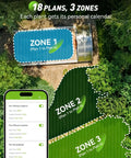 Image showing 3 Zone WiFi Sprinkler Timer With Smart Gateway Brass Inlet And Outlet Voice Control irrigation zones and app interface.