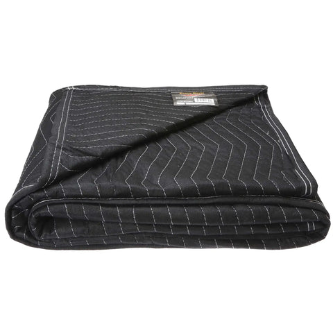 Heavy Duty 12 Pack Large Moving Blankets 80 X 72 Inches Black Polyester Furniture Pads For Movers And Shippers folded blanket with chevron stitching