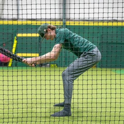 Heavy Duty Batting Cage Netting in indoor facility, fully enclosed baseball and softball cage net, weatherproof HDPP twine