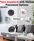 Wireless Outdoor Thermometer With Humidity Gauge And Digital Hygrometer, 500 Ft Range, wall or tabletop mounted options.
