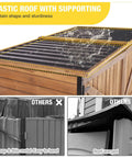 Outdoor Storage Cabinet And Trash Can Shed With Metal Frame And Solid Wood Panels showing sturdy roof and construction