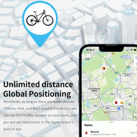 Smart Bike Tracker Bell With Find My Compatibility No AirTag Needed Global GPS Locator 120dB Alarm Ring Waterproof Anti Theft