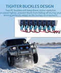 8 Gang Rocker Switch Panel With Blue LED Backlight And Voltmeter, Aluminum Alloy Prewired Toggle Switches for vehicles in snowy terrain