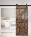 Dark Walnut Solid Wood Sliding Barn Door 36x84 Inches With Hardware Kit, DIY Assembly Required