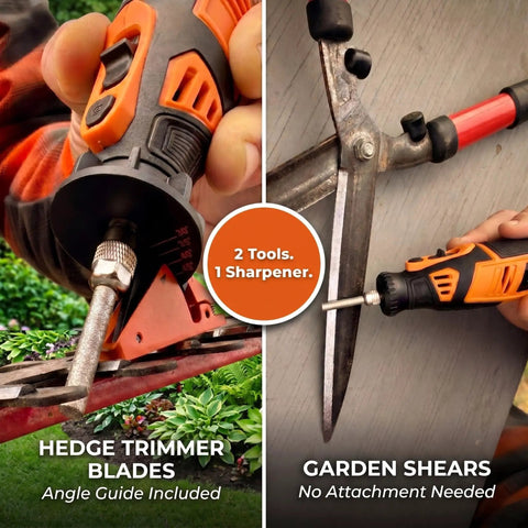 Cordless Hedge Trimmer Sharpener Kit With Four Adjustable Angles 30 To 45 Degrees For Hedge Shears And Trimmers in use on tools