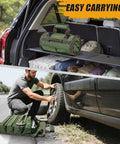 Heavy Duty Roll Up Tool Bag Portable Soft Tool Storage Foldable Organizer With Small Pockets Water Resistant PVC Coated Oxford For Mechanics Dads Home Garage Green in car trunk and roadside use