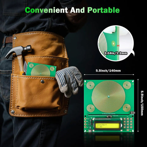Tunable Frequency Generator For Healing Sine Wave Device From 0.01 Hz To 200000 Hz With 7.83 Hz Default And Preset 10 Hz 40 Hz 174 Hz 285 Hz 396 Hz 417 Hz 432 Hz 528 Hz For Home Use And Wellness, green PCB in leather tool pouch