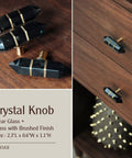 4 Pack Hexagonal Crystal Glass Knobs With Copper Wire Wrapped On Brass Base Drawer Pulls For Cabinets Dressers And Kitchens Gold Finish Hardware With A Dope Modern Sleek Look In Black Option featuring black hexagonal crystal glass knobs on brass base in drawer