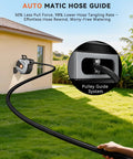 Retractable Garden Hose Reel With Auto Rewind And Wall Mount, 50 Ft Heavy Duty Hose Storage, No Mess Tangle Free Design