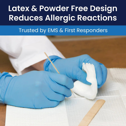 Heavy Duty Disposable Nitrile Gloves With Kickass Textured Grip, 8 Mil Latex Free Powder Free, Perfect For Medical Exam Cleanroom Lab Or Industrial Tasks, Case Of 1000, Large, Blue used by a healthcare professional holding a model.