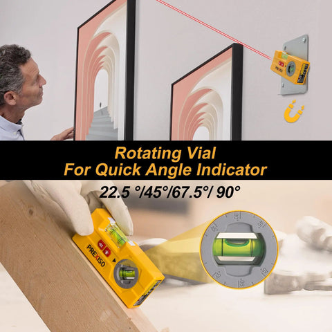 2-In-1 Line Laser Level With Light And Rotatable Magnetic Pocket Level Handy Mini Torpedo for 30-Foot Laser Lines in use.