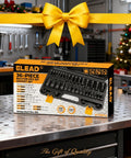 Impact Hex Socket Set 36-Piece With Adapters displayed in workshop with tools and holiday decor
