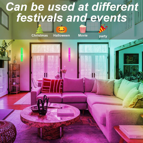 Living room with color-changing mood lighting for 24 LED RGBW Under Cabinet Light With Motion Sensor And USB Rechargeable Battery