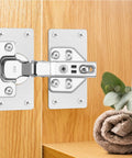 12 Pack Cabinet Hinge Repair Kit With Hinge Fixing Plates Installed in Wooden Cabinet