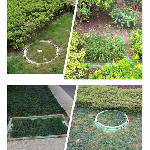 Built Tough Invisible Manhole Cover for Outdoor Use installed in landscaped garden, showcasing weatherproof, rust-resistant resin lid.