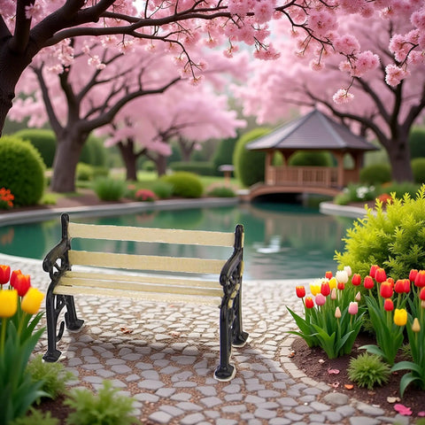 1/24 Scale Miniature Park Bench For Dollhouses, Totally Realistic Outdoor Garden Decor Kit with Detailed Backrest and Armrests