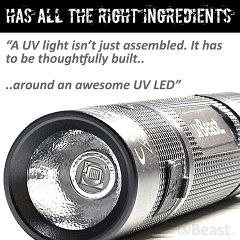 Close-up of V3 Mini 385-395Nm Black Light UV Flashlight For High Power Ultraviolet Detection Low Contamination Pro Grade Five Core UV LED