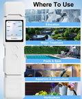 9 In 1 Smart Water Tester With App Monitoring shown with application areas: education, water treatment, pools, aquariums, and horticulture