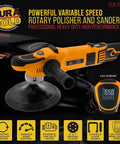 Pro Grade 7 Inch Rotary Polisher Buffer Sander Kit With 8 Polishing Pads LED RPM Display Variable Speed Tool
