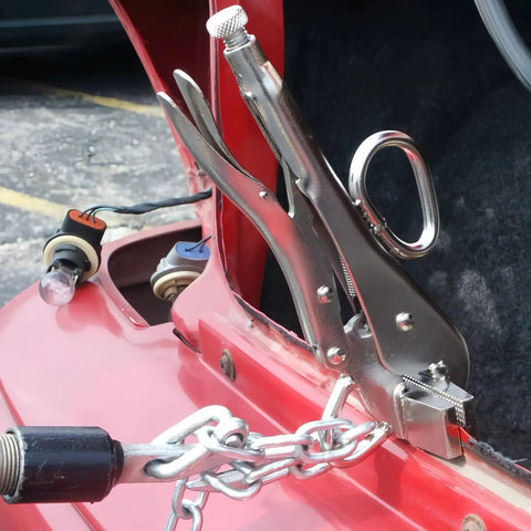 Heavy Duty Locking Pliers For Sheet Metal And Welding Duckbill Style with Large Pull Tabs gripping car metal