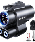 Nacs To Ccs1 Dc Fast Charging Adapter With Heavy Duty Safety Lock For Electric Vehicles, compact design and dual port access.