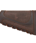 Premium Leather Gun Shell Holder Buttstock with Canvas Recoil Pad Extension for Shotguns and Rifles, brown finish
