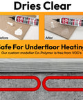 Before and after application of Extra Strength Floor Repair Adhesive For Loose Or Hollow Tiles Squeaky Wood And Laminate - Built In 5/64 Inch Syringe Tip - No Sealant Gun Needed - Easy Squeeze 10.1 Fl Oz, safe for underfloor heating.